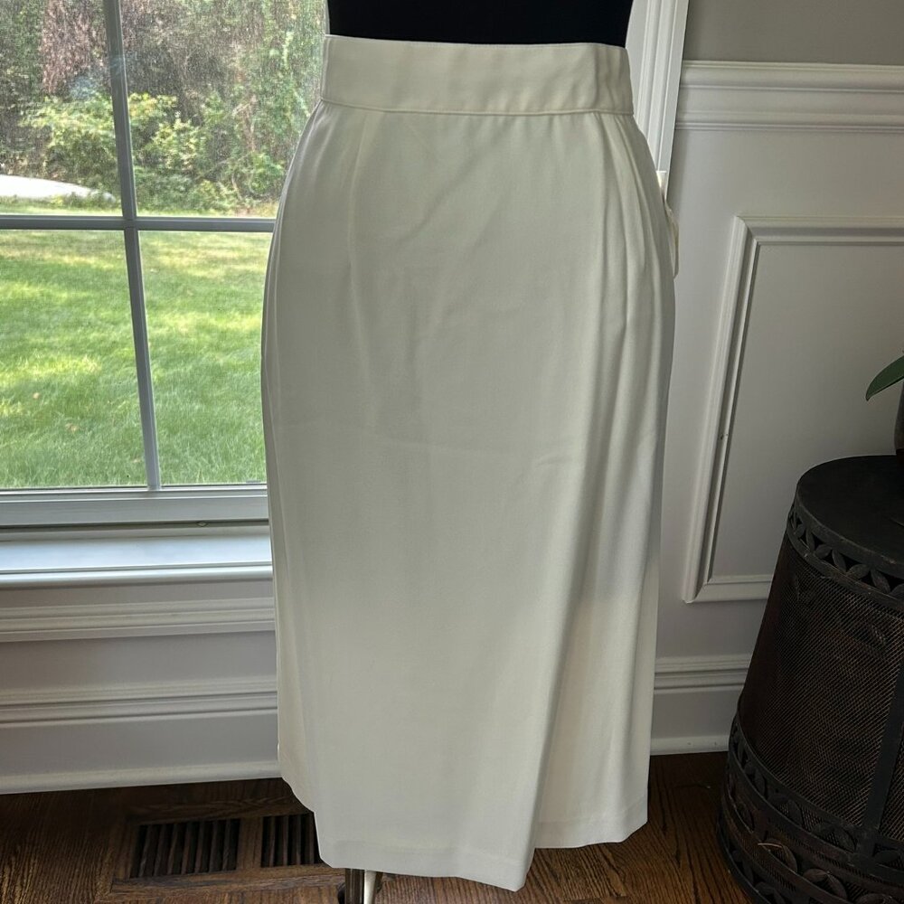 Vintage Oleg Cassini Ivory Off-White Lined Skirt ~ Women's Size 14